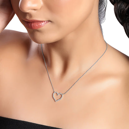 Solid Gold 0.2ct Natural Diamond Heart Love Bead Charm Necklace