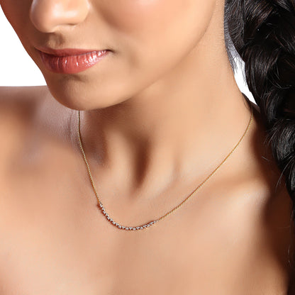 Solid Gold 0.13ct Natural Diamond Curved Bar Necklace