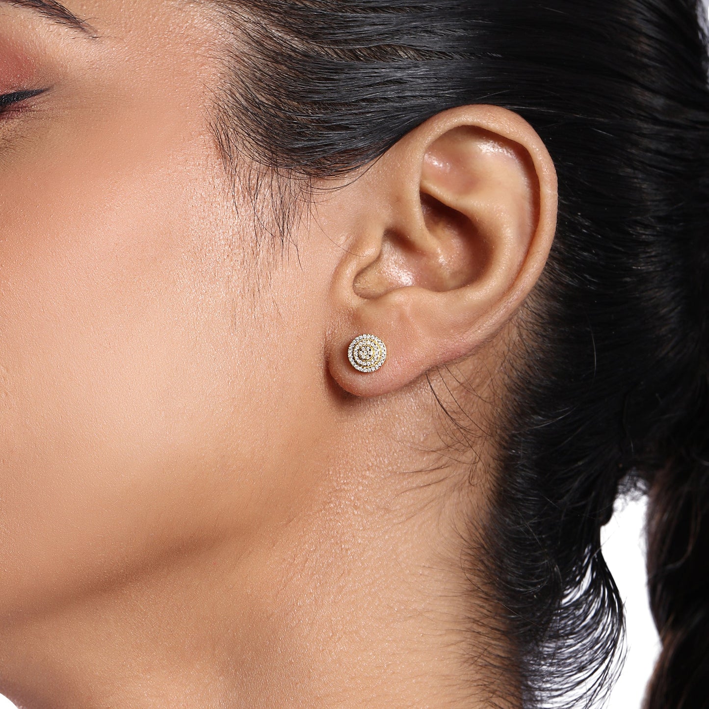 Solid Gold 0.2ct Natural Diamond Round Studded Stud Earrings