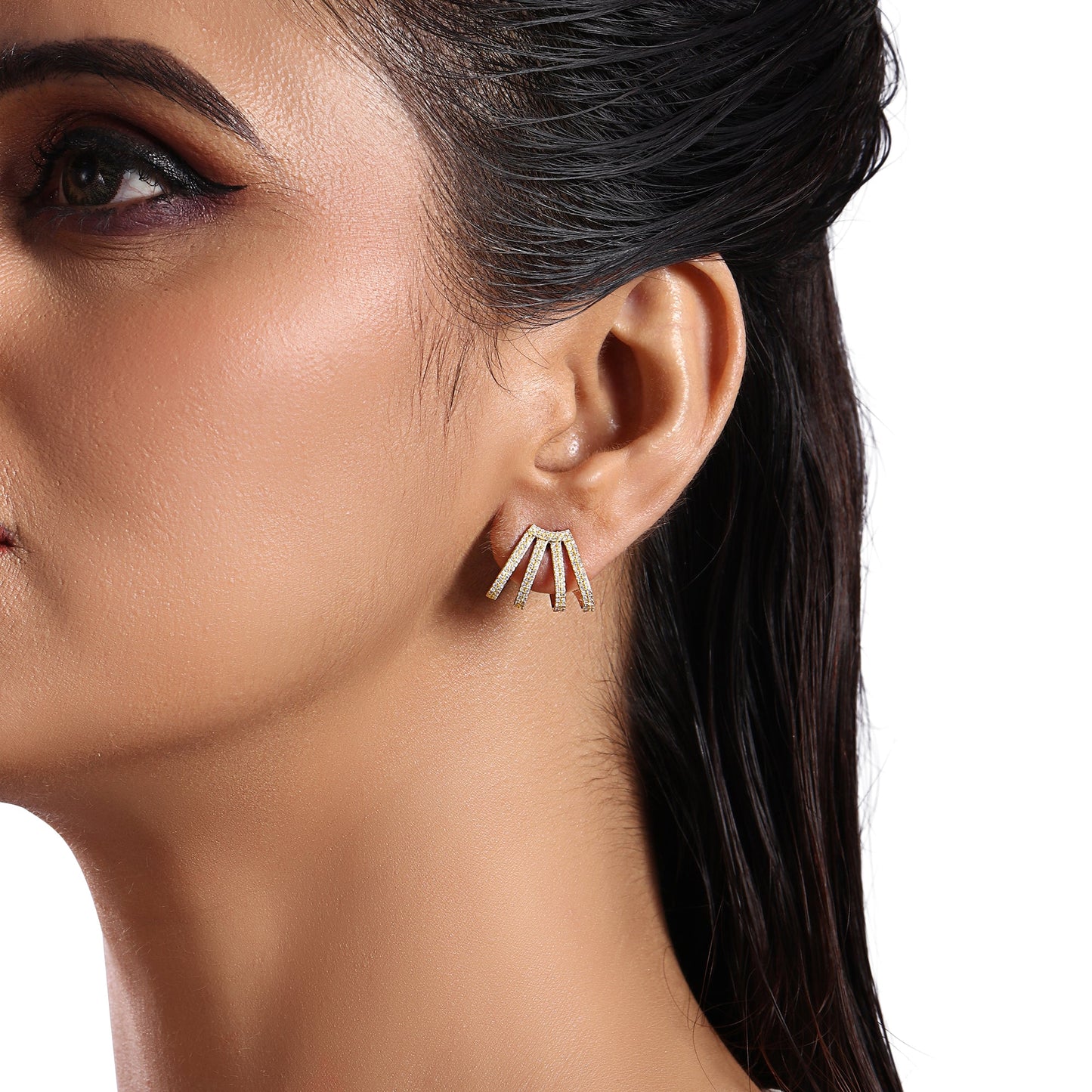 Solid Gold 0.53ct Natural Diamond Wrap 4 Cage Stud Earrings