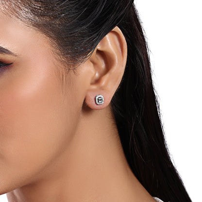 Solid Gold 0.4ct Natural Diamond Emerald Halo Solitaire Stud Earrings