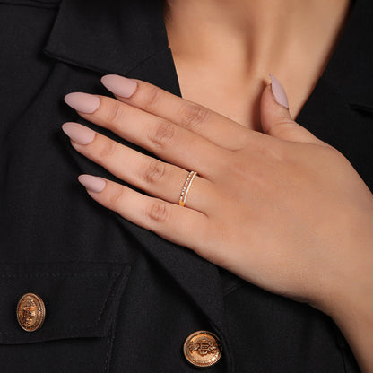 Solid Gold 0.08ct Natural Diamond Double Row Heart Band Ring