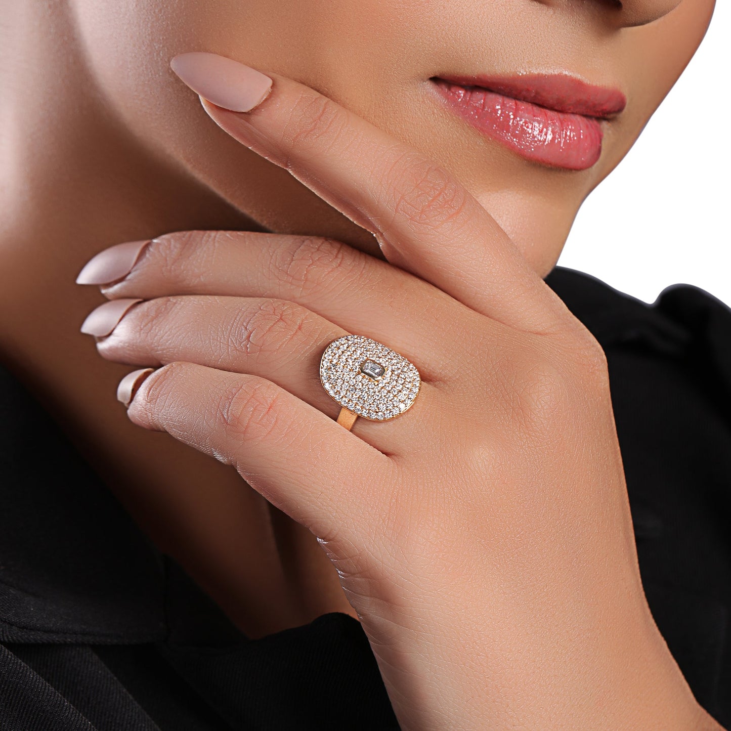 Solid Gold 1.42ct Natural Diamond Emerald Bezel Signet Ring