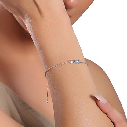 Solid Gold 0.42ct Natural Diamond Emerald Round Chain Bracelet