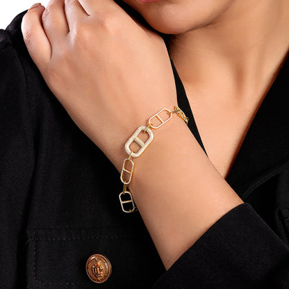 Solid Gold 1ct Natural Diamond Chain Link Paperclip Chunky Bracelet