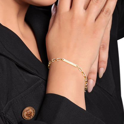 Solid Gold 0.61ct Natural Diamond Bar Paperclip Chain Link Bracelet