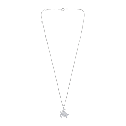 Solid Gold 0.2ct Natural Diamond Sea Turtle Tortoise Charm Necklace