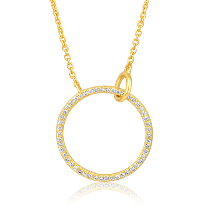 Solid Gold 0.1ct Natural Diamond Circle Ring Pendant Necklace