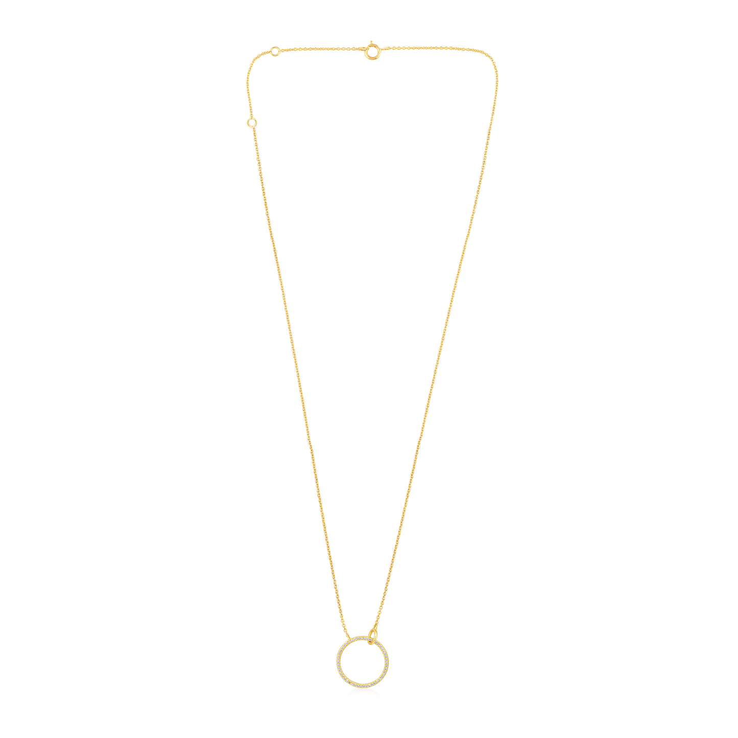 Solid Gold 0.1ct Natural Diamond Circle Ring Pendant Necklace