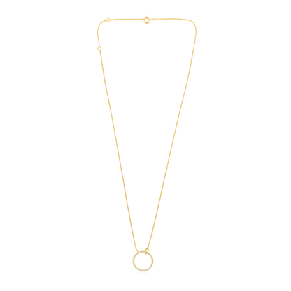 Solid Gold 0.1ct Natural Diamond Circle Ring Pendant Necklace