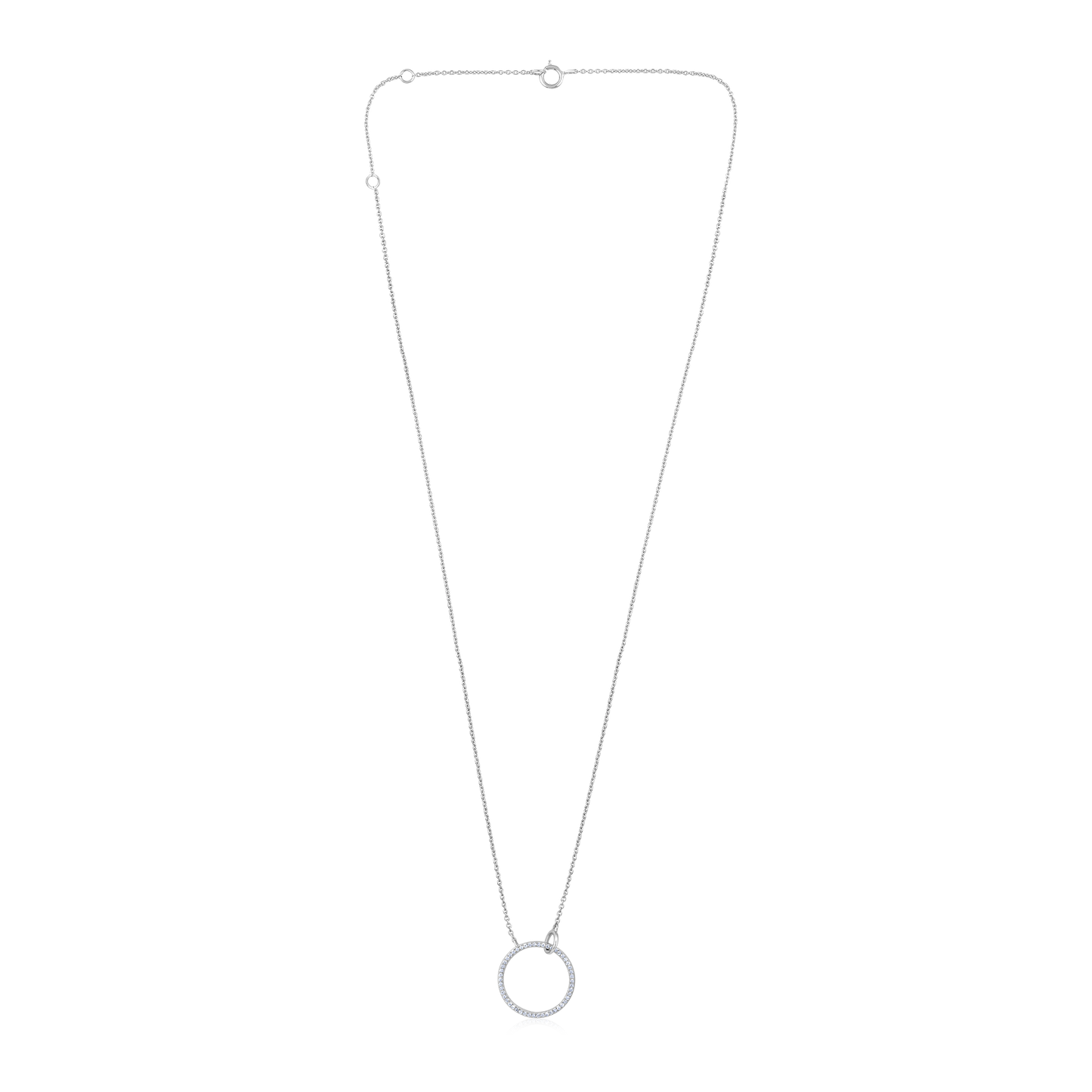 Solid Gold 0.1ct Natural Diamond Circle Round Locked Halo Charm Necklace