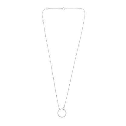 Solid Gold 0.1ct Natural Diamond Circle Round Locked Halo Charm Necklace