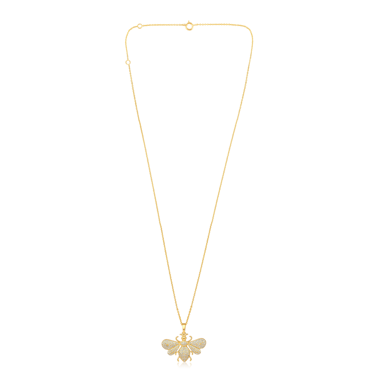 Solid Gold 0.34ct Natural Diamond Honey Bee Bug Necklace