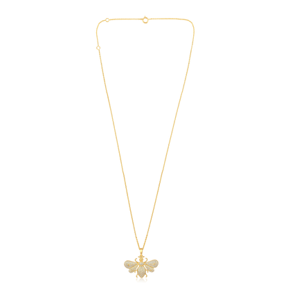 Solid Gold 0.34ct Natural Diamond Honey Bee Bug Necklace
