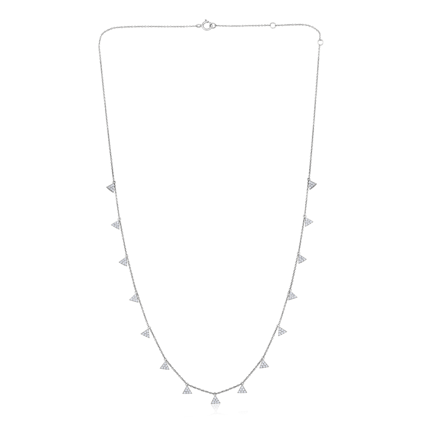 Solid Gold 0.43ct Natural Diamond Triangle Trillion Necklace