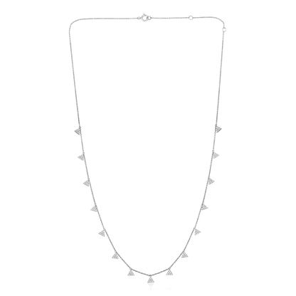 Solid Gold 0.43ct Natural Diamond Triangle Trillion Necklace