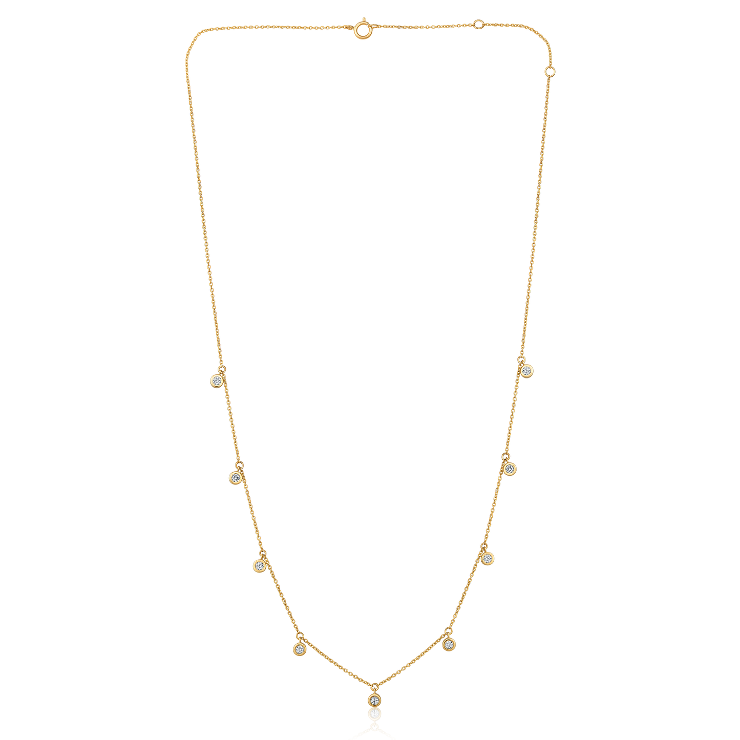 Solid Gold 0.7ct Natural Diamond By Yard Dangle Drop Station Necklace
