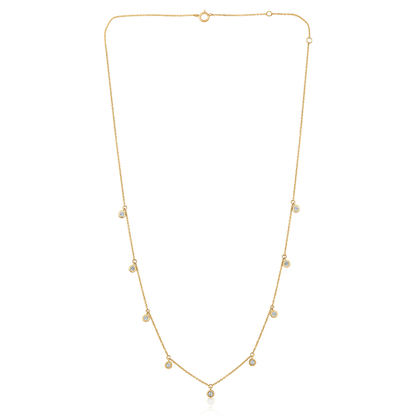 Solid Gold 0.7ct Natural Diamond By Yard Dangle Drop Station Necklace