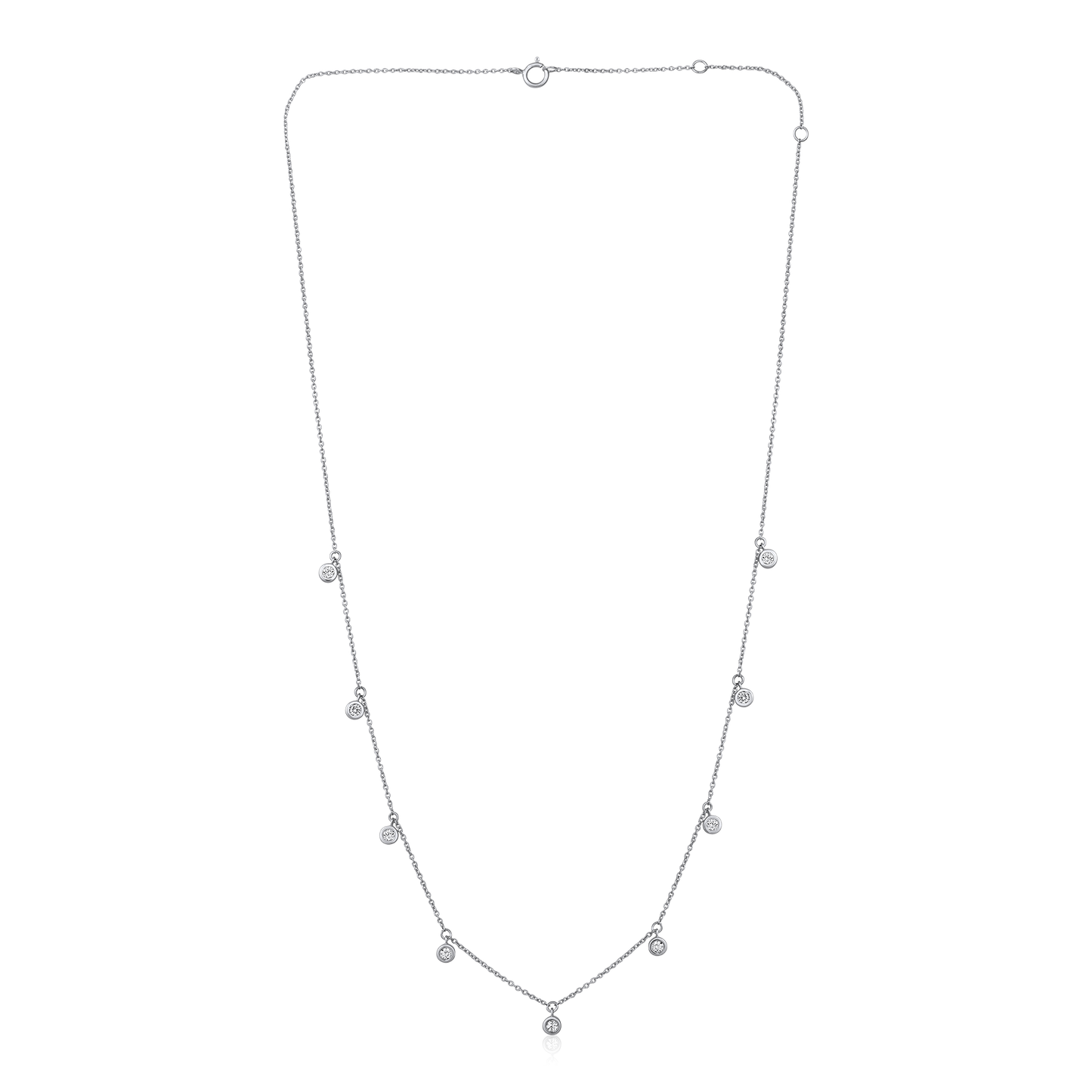 Solid Gold 0.62ct Natural Diamond By-Yard Station Dangle Round Necklace