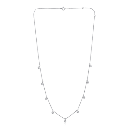 Solid Gold 0.62ct Natural Diamond By-Yard Station Dangle Round Necklace