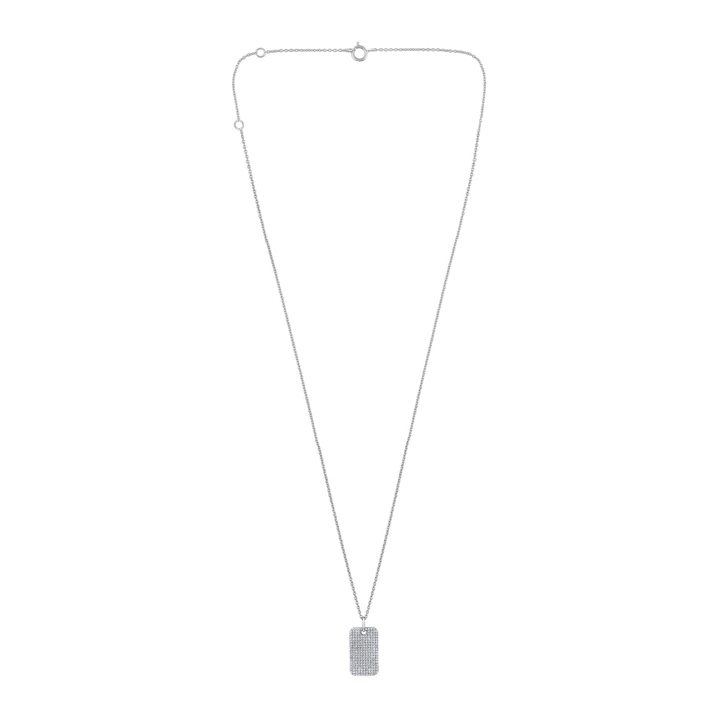 Solid Gold 0.32ct Natural Diamond Tag Bar Rectangle Locket Necklace