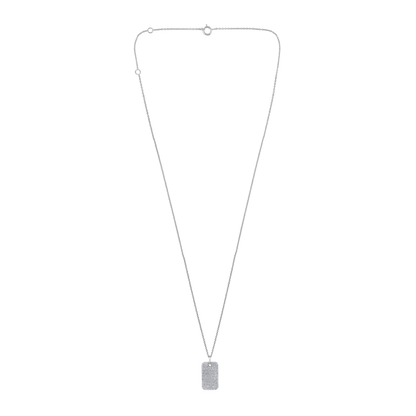 Solid Gold 0.32ct Natural Diamond Tag Bar Rectangle Locket Necklace