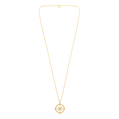Solid Gold 0.12ct Natural Diamond North Star Compass Pendant Necklace