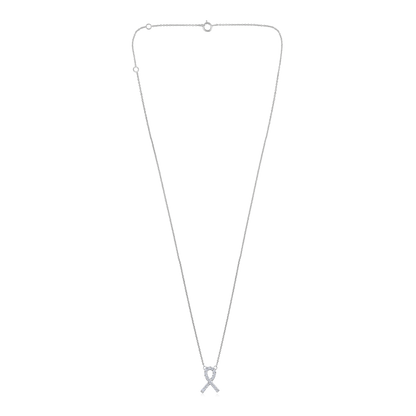 Solid Gold 0.2ct Natural Diamond Breast Cancer Awareness Ribbon Necklace