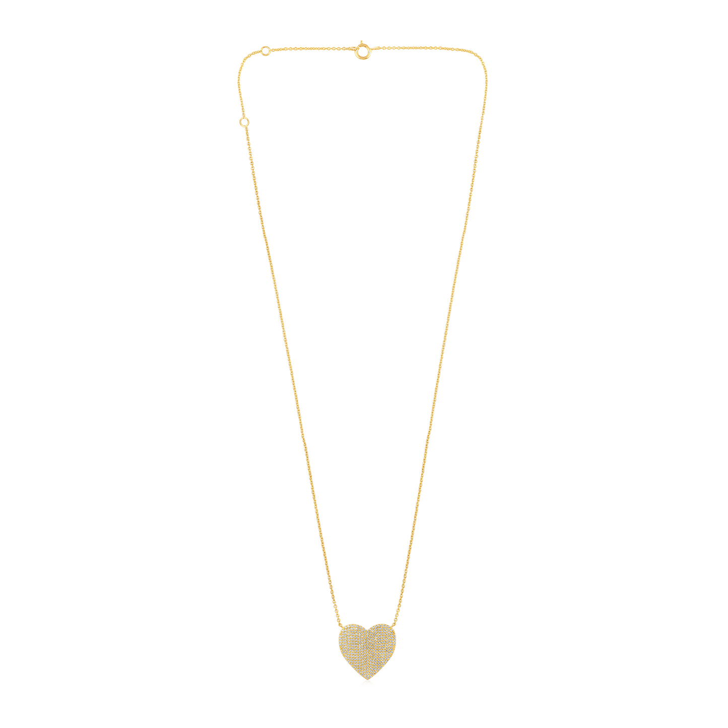 Solid Gold 0.5ct Natural Diamond Heart Dome Studded Charm Necklace