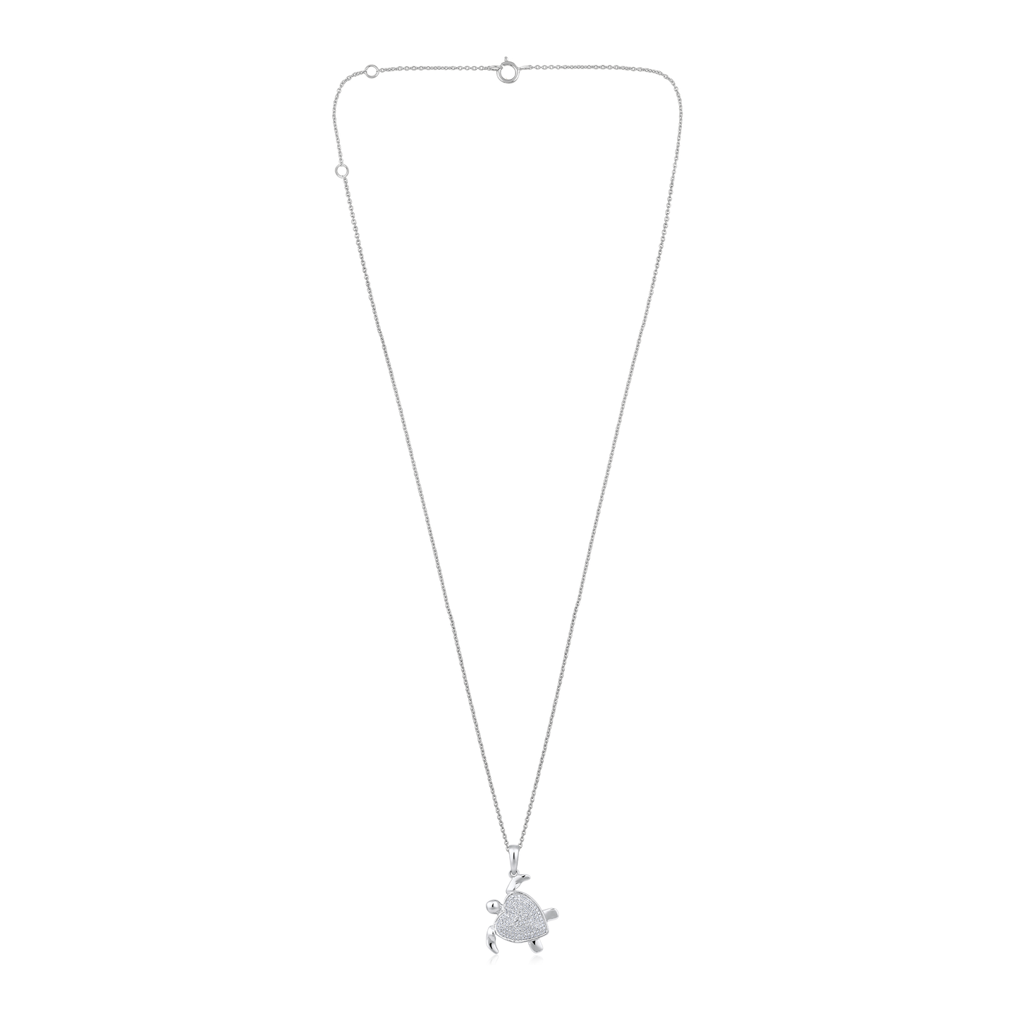 Solid Gold 0.3ct Natural Diamond Tortoise Sea Turtle Heart Necklace
