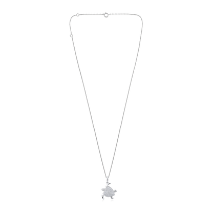 Solid Gold 0.3ct Natural Diamond Tortoise Sea Turtle Heart Necklace