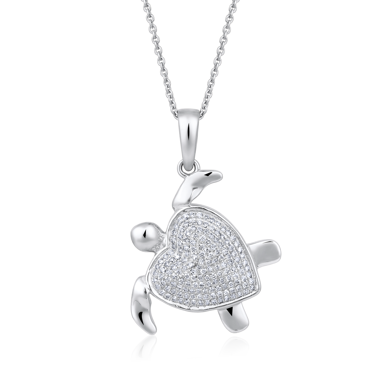Solid Gold 0.3ct Natural Diamond Tortoise Sea Turtle Heart Necklace