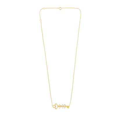 Solid Gold 0.12ct Natural Diamond XO Heart Key Charm Pendant Necklace