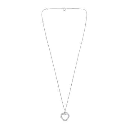 Solid Gold 0.1ct Natural Diamond Double Intertwined Heart Love Necklace