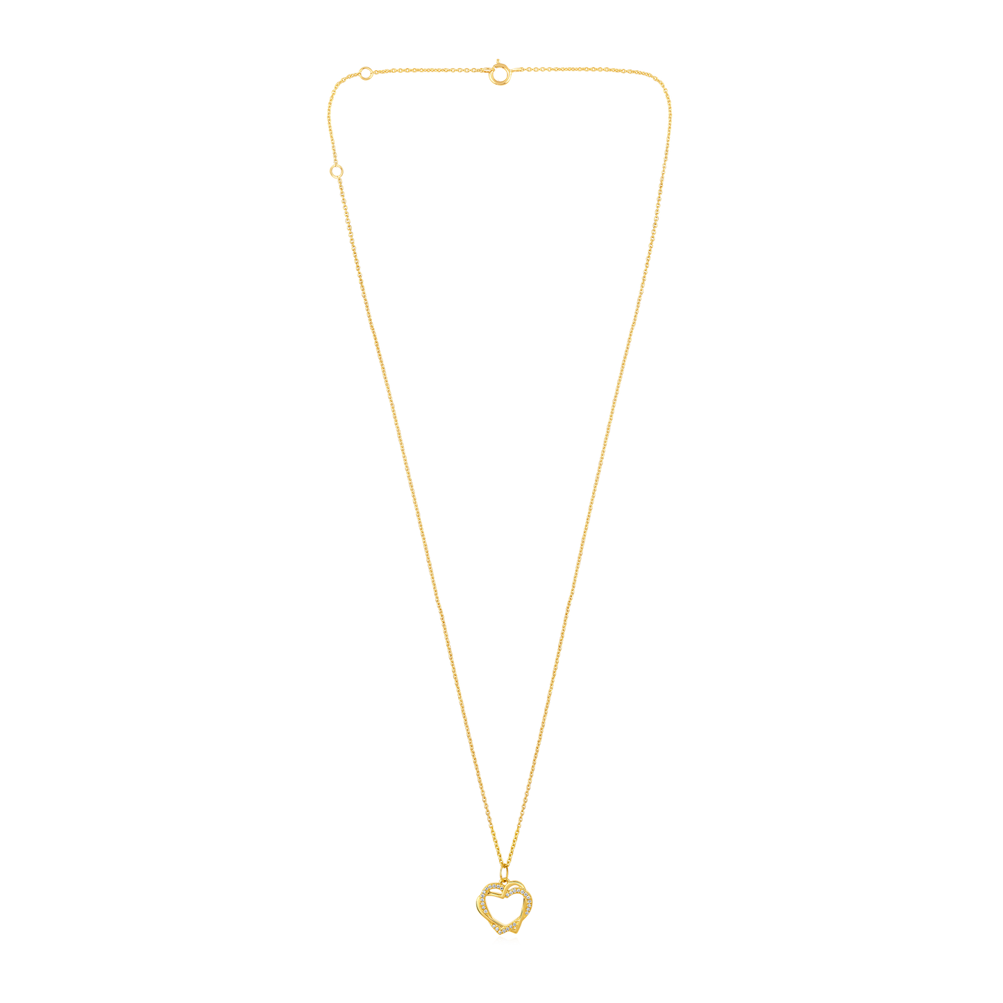 Solid Gold 0.1ct Natural Diamond Heart InterLinked Pendant Necklace