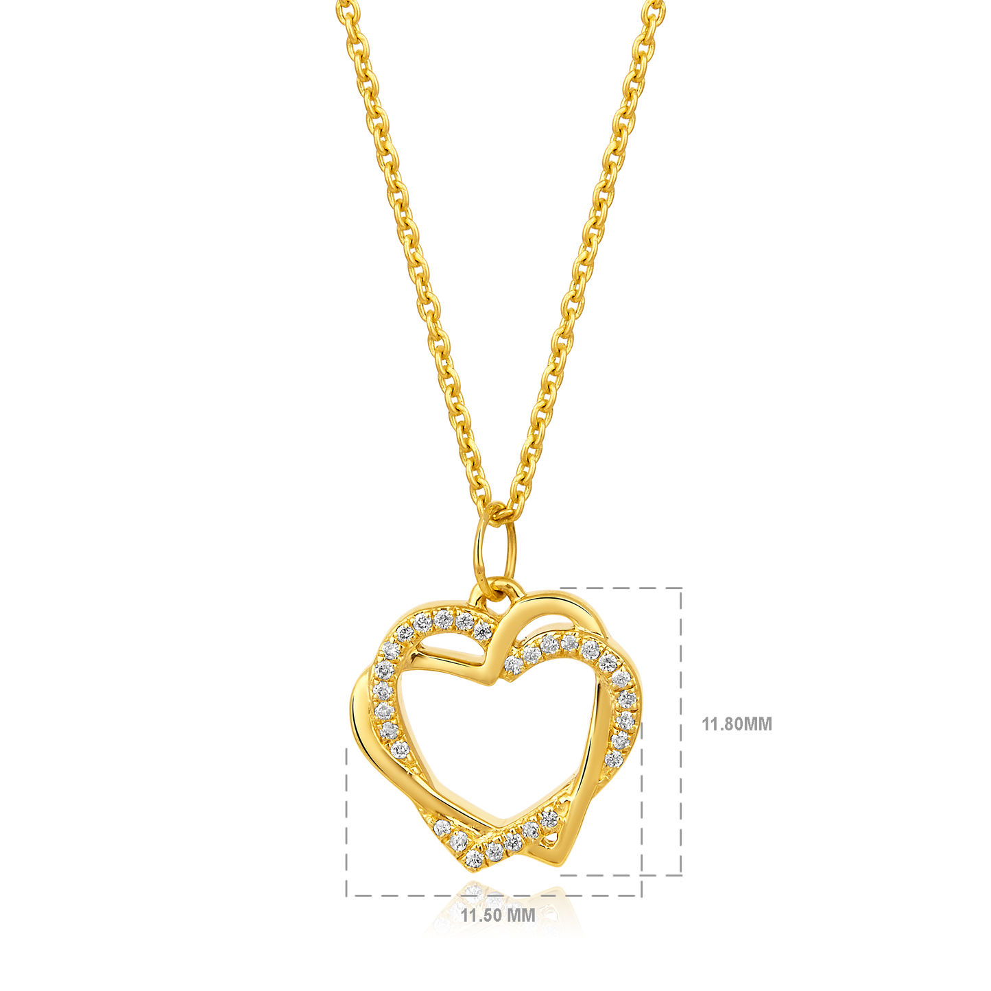 Solid Gold 0.1ct Natural Diamond Heart InterLinked Pendant Necklace