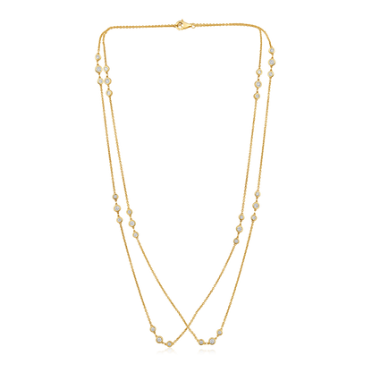 Solid Gold 1.54ct Natural Diamond 36 Inch By Yard Station Necklace