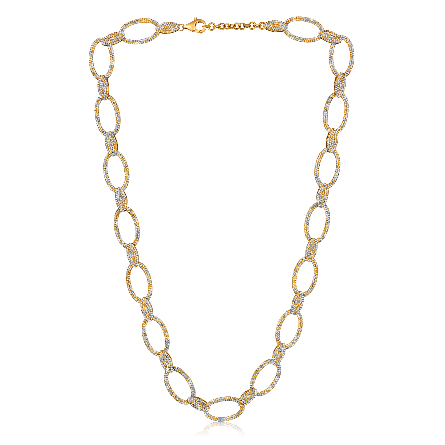 Solid Gold 4.6ct Natural Diamond Link Chain Bold Paperclip Necklace