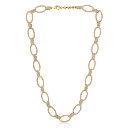 Solid Gold 4.6ct Natural Diamond Link Chain Bold Paperclip Necklace