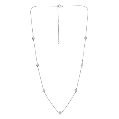 Solid Gold 0.6ct Natural Diamond Bezel Station By-Yard Chain Necklace