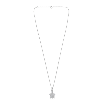 Solid Gold 0.11ct Natural Diamond Turtle Studded Charm Necklace