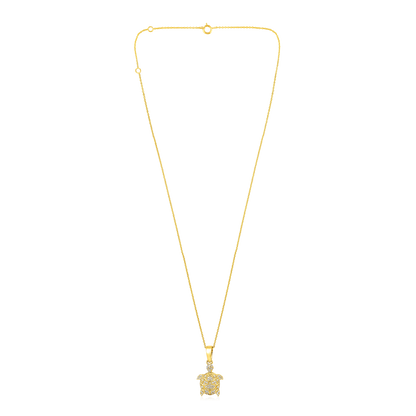 Solid Gold 0.11ct Natural Diamond Sea Turtle Life Charm Necklace