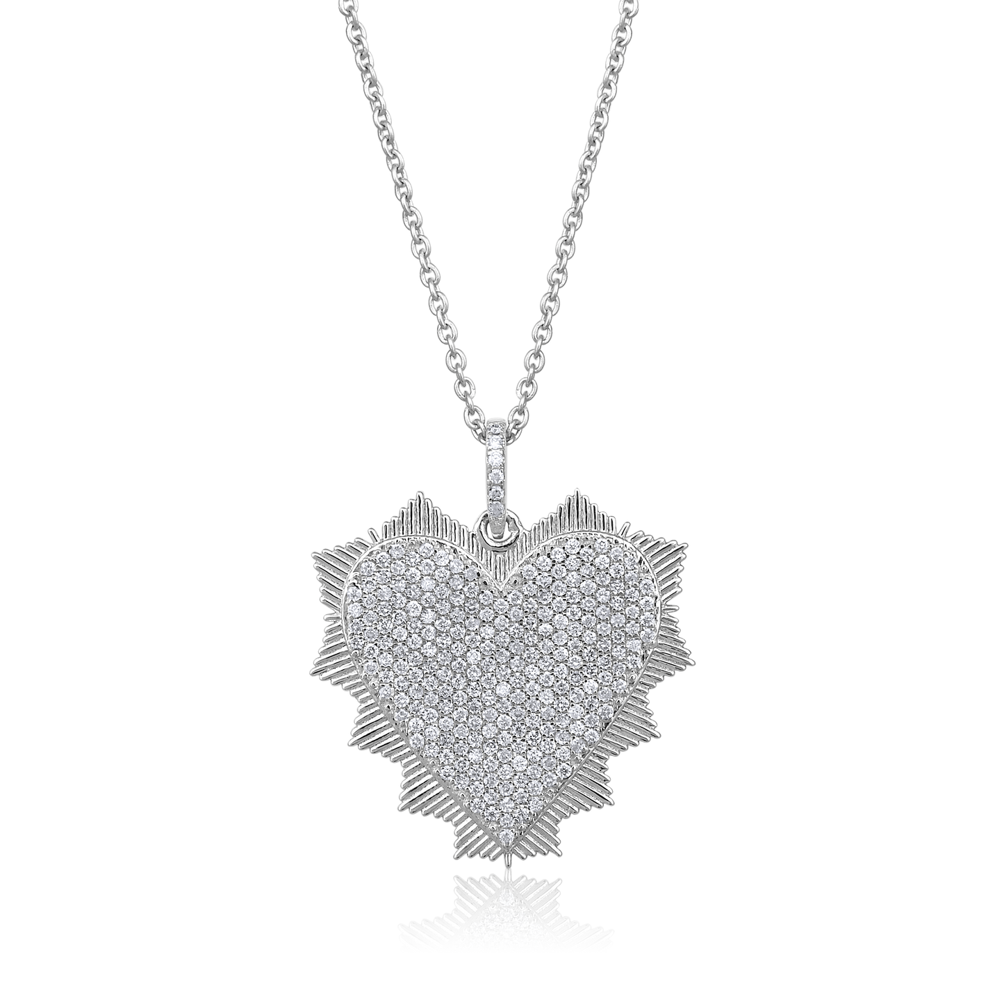 Solid Gold 0.44ct Natural Diamond Spike Heart Studded Charm Necklace