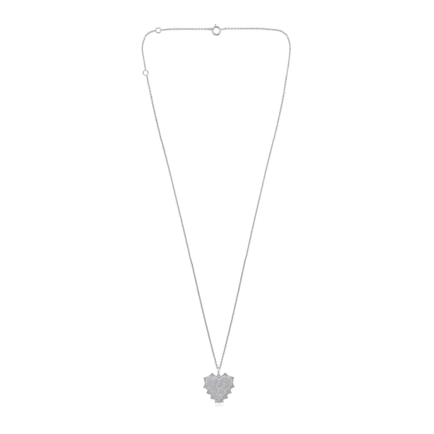 Solid Gold 0.44ct Natural Diamond Spike Heart Studded Charm Necklace