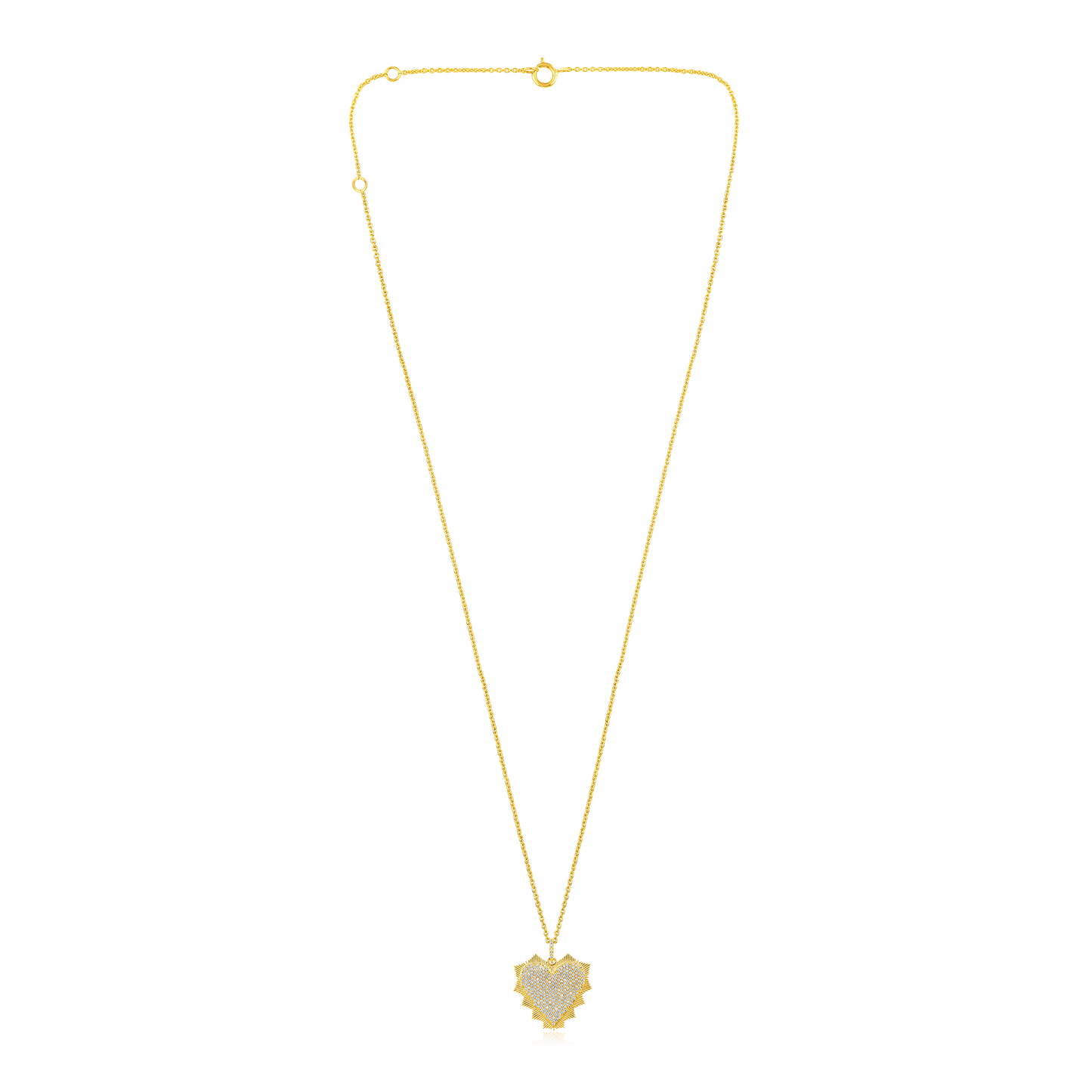 Solid Gold 0.5ct Natural Diamond Studded Heart Spark Necklace