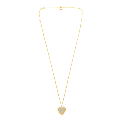 Solid Gold 0.5ct Natural Diamond Studded Heart Spark Necklace