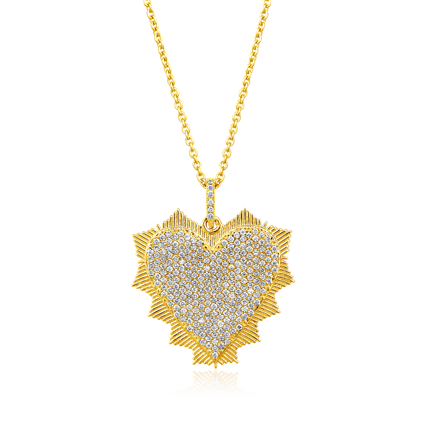 Solid Gold 0.5ct Natural Diamond Studded Heart Spark Necklace