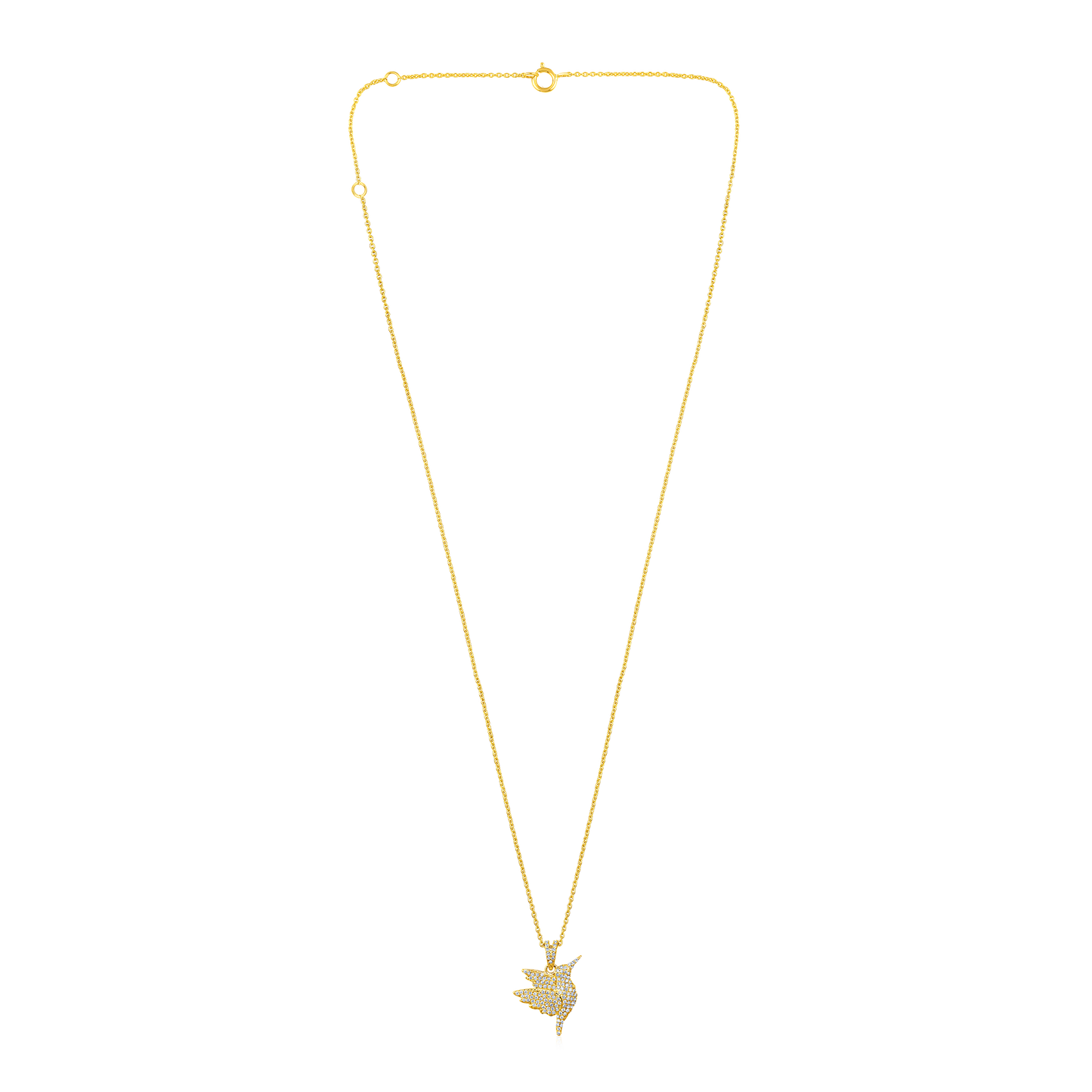 Solid Gold 0.3ct Natural Diamond Hummingbird Petite Charm Necklace