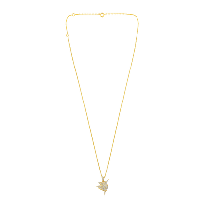 Solid Gold 0.3ct Natural Diamond Hummingbird Petite Charm Necklace