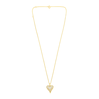 Solid Gold 0.3ct Natural Diamond Heart Cage Curved Necklace